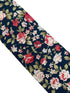Navy with pink peony rose flower floral design cotton neck-tie